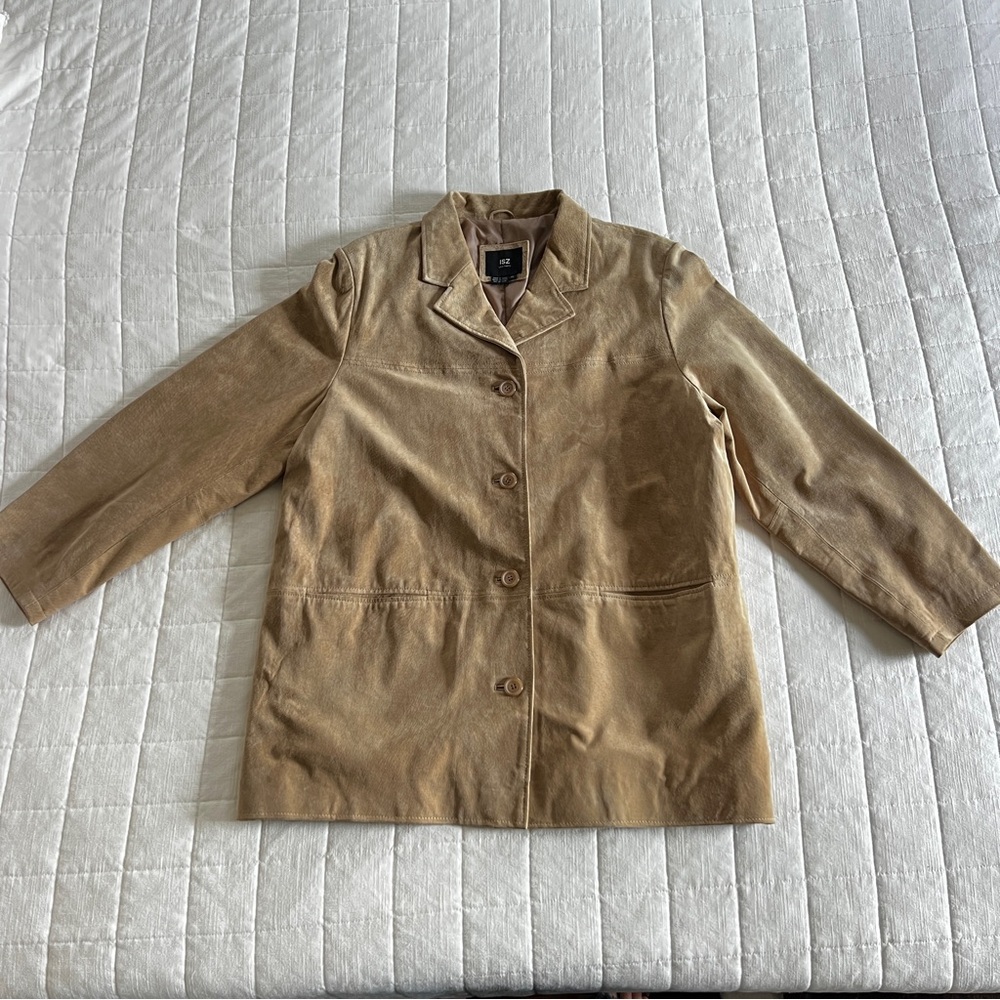 Tan Leather Blazer with 90s Fit